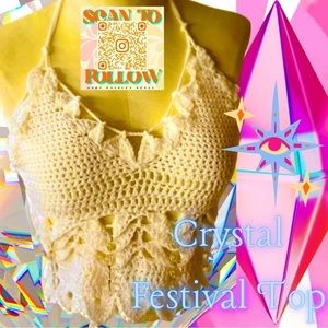 WHITE FESTIVAL OR SWIM TOP WITH CRYSTAL EMBELLISHMENTS